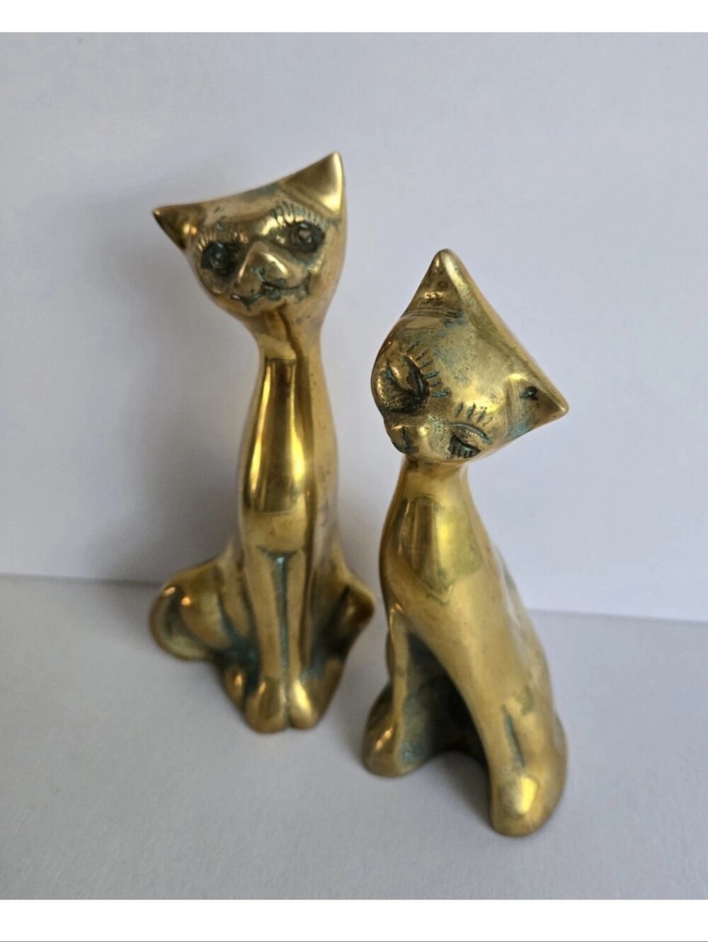 Brass Siamese Cat Figure Figurine Vintage Set